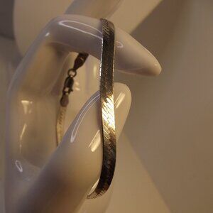 Vintage 925 Italy Silver Herringbone Bracelet 7 inches